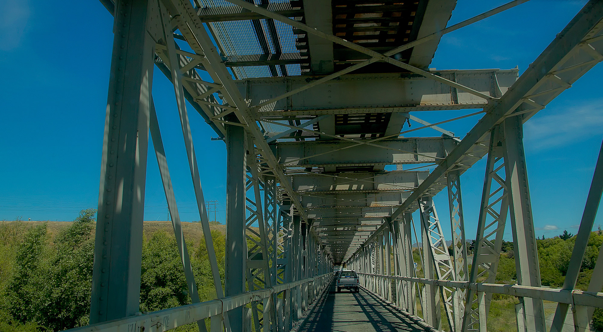 kombinierte Auto- und Eisenbahnbrücke